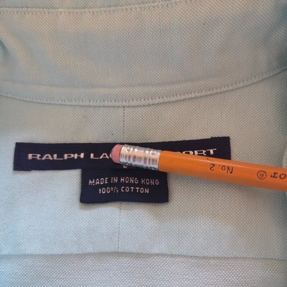 Vintage Ralph Lauren Sport Sleeveless Button Up Shirt Size 6 Icy Blue Flesh Pony - Picture 5 of 8